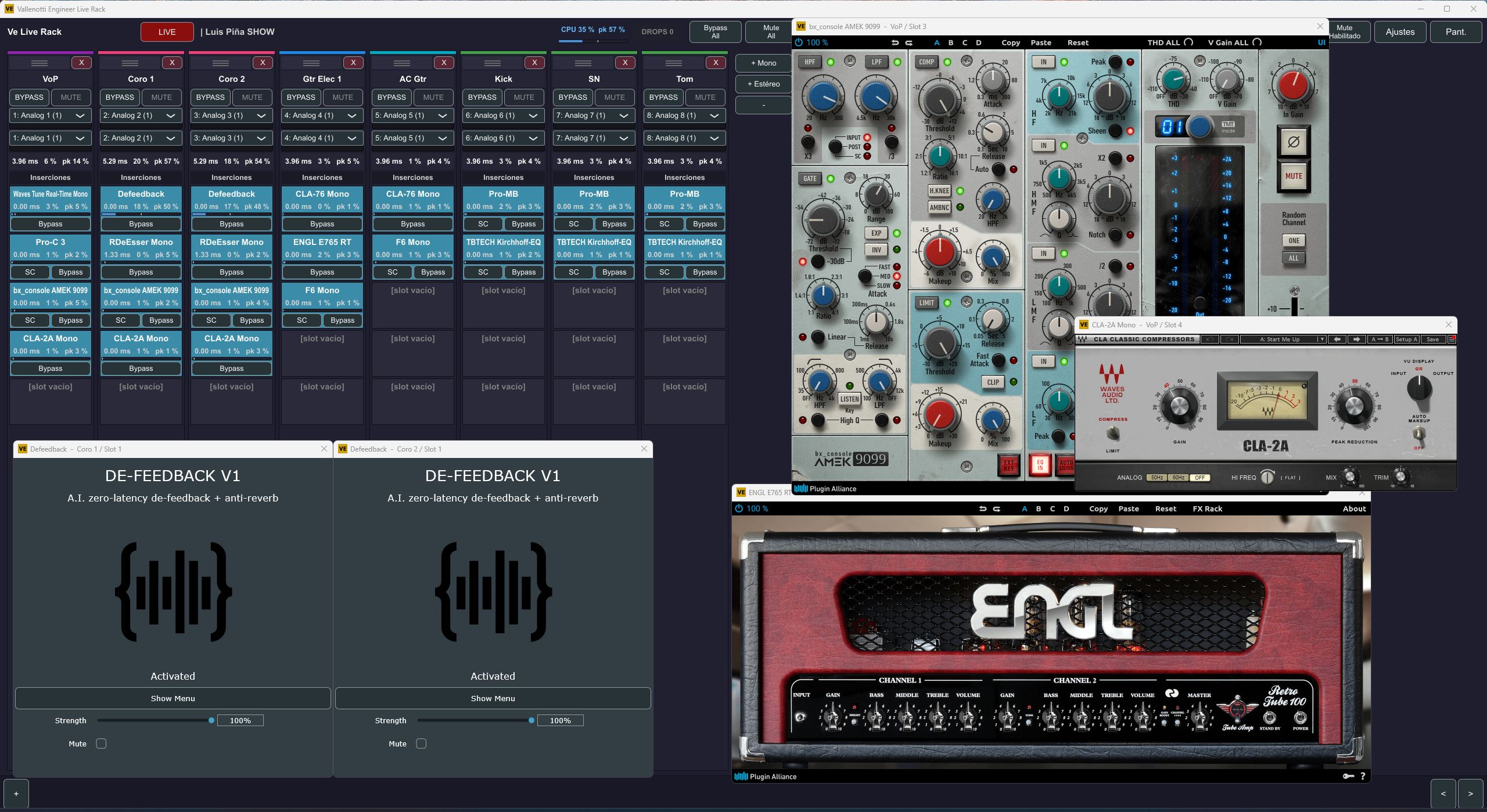 VE Live Rack — plugins en uso