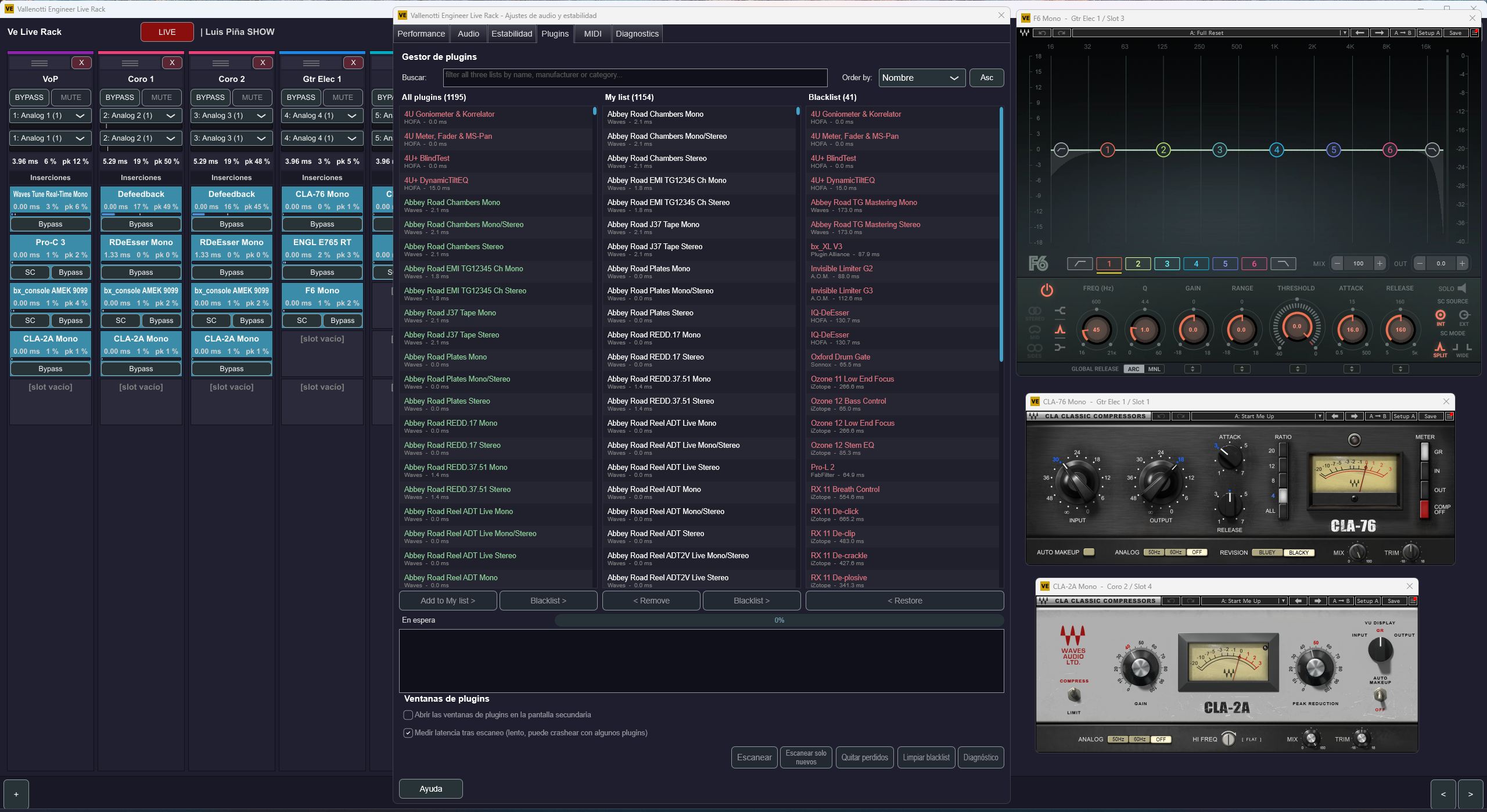 VE Live Rack — gestor de plugins